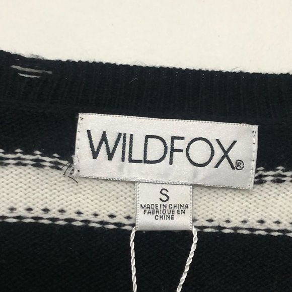 WILDFOX Leanne Optic Stripe Distressed V-Neck Pullover Knit Sweater Size Small - Picture 7 of 10